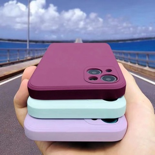 เคสโทรศัพท์มือถือ ซิลิโคน ขอบสี่เหลี่ยม ป้องกันเลนส์กล้อง สีแคนดี้ สําหรับ IPhone 15 14 Pro Max