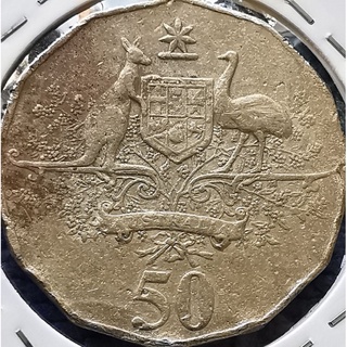 เหรียญ​ออสเตรเลีย​ Australia, 50 Cent​s, (ที่ระลึก​ 100 ปีสหพันธรัฐ), #​1890T, ใช้แล้ว