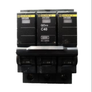 ลูกเซอร์กิต เบรกเกอร์ 3 โพล 40แอมป์(MCB)สแคร์ ดี หรือ ชไนเดอร์#Miniature circuit breaker3P 40A(MCB)Square D &amp; Schneider