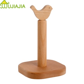 JUJIAJIA Kitchen cartoon bird countertop solid wood vertical beech roll paper storage rack