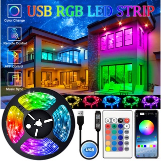 เทปไฟแบ็คไลท์ LED RGB บลูทูธ 5050 สี 1-5 ม. 10 ม. 20 ม. 30 ม. สําหรับตกแต่งห้องนอน