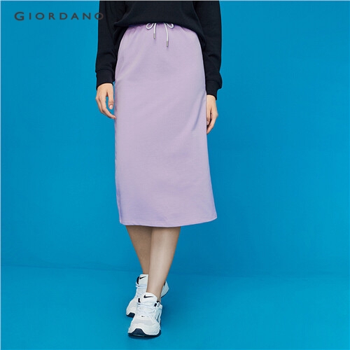 GIORDANO WOMEN Solid stretchy back vent at hem skirt 95469042