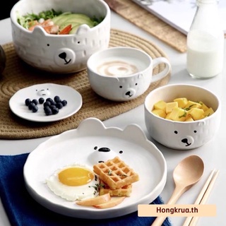 #พร้อมส่ง Bear Family Plate Set เซ็ตครอบครัวหมี