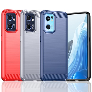 Oppo Reno 7 5G กันกระแทก เกราะ คาร์บอนไฟเบอร์ แปรงไฮบริด TPU เคส