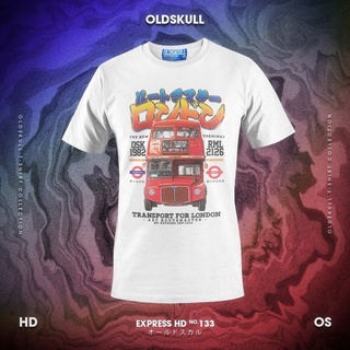 Oldskull เสื้อยืด Express HD - London Bus เสื้อยืดผช เท่ๆ คอลูกเรือ