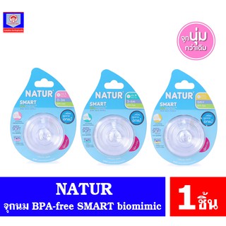 เนเจอร์ จุกนม NATUR  SMART biomimic รุ่น Extra Soft silicone ปากกว้าง 1 ชิ้น