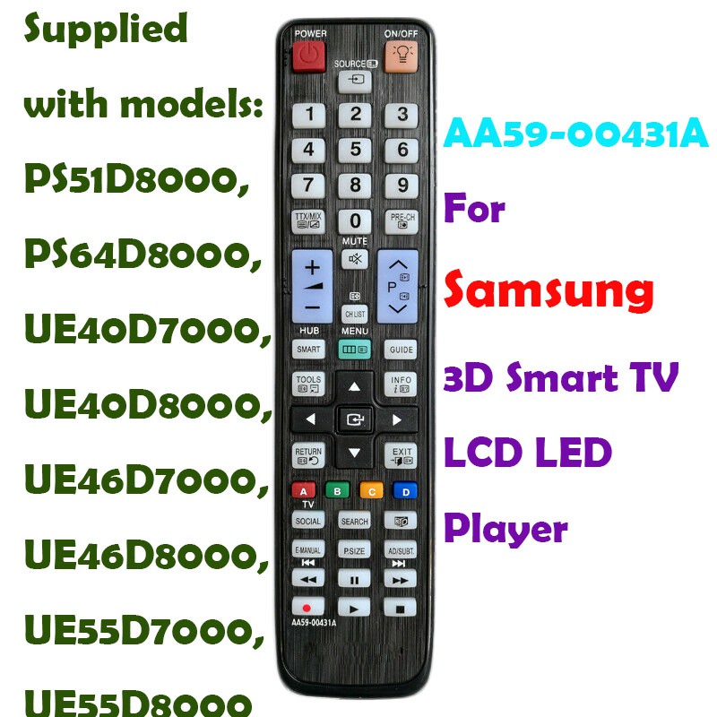 รีโมทสําหรับ Samsung 3D สมาร์ททีวี LCD LED Player AA59-005431A รีโมทคอนโทรลที่มาพร้อมกับรุ่น: PS51D8