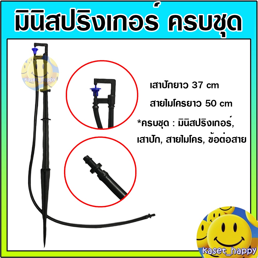 มินิสปริงเกอร์ + เสาปัก ชุดมินิสปริงเกอร์ ครบชุด ต่อท่อพีอี PE (หัวสีน้ำเงิน)