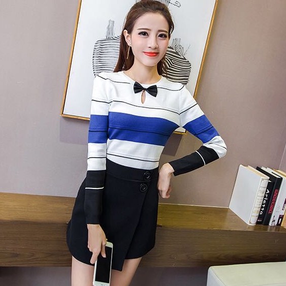 💕*Miki-Shop พร้อมส่งเสื้อแขนยาว  เสื้อกันหนาวไหมพรม 173*