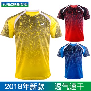 ใหม่แท้ yonex แบดมินตัน Yonex ชุดครึ่งแขนผู้ชายและผู้หญิงแขนสั้นคู่แห้งเร็ว yy การแข่งขัน