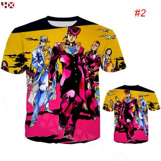 HX JoJos Bizarre Adventure ジョジョの奇妙な冒険 โจโจ้ ล่าข้ามศตวรรษ 3D พิมพ์แฟชั่นเสื้อยืดเสื้อเชิ้ตลายฤดูร้อนบนเสื้อยืด แขนสั้น