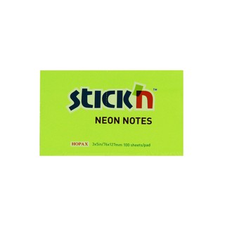 กระดาษโน้ตกาวในตัว ชนิดกาวหัว STICKN #21171 ขนาด 3x5 นิ้ว สีเขียวนีออน (PC)