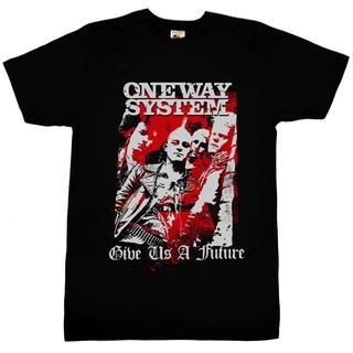 เสื้อยืดแขนสั้นลําลอง คอกลม ผ้าฝ้าย พิมพ์ลาย One Way System Give Us A Future สไตล์เกาหลี สําหรับผู้ชาย