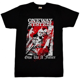 เสื้อยืดโอเวอร์ไซส์เสื้อยืดแขนสั้นลําลอง คอกลม ผ้าฝ้าย พิมพ์ลาย One Way System Give Us A Future สไตล์เกาหลี สําหรับผู้ชา