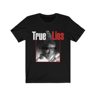 เสื้อยืดแขนสั้นลําลอง คอกลม ผ้าฝ้าย 100% พิมพ์ลาย True Lies ทรงหลวม ขนาดใหญ่ สไตล์สตรีท แฟชั่นสําหรับผู้ชาย