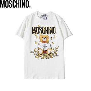 เสื้อยืดสีขาวmoschino เสื้อยืดคอก ลมแขนสั้นผ้าฝ้าย unisex