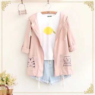 พรี เสื้อคลุมสีพื้นงานปัก