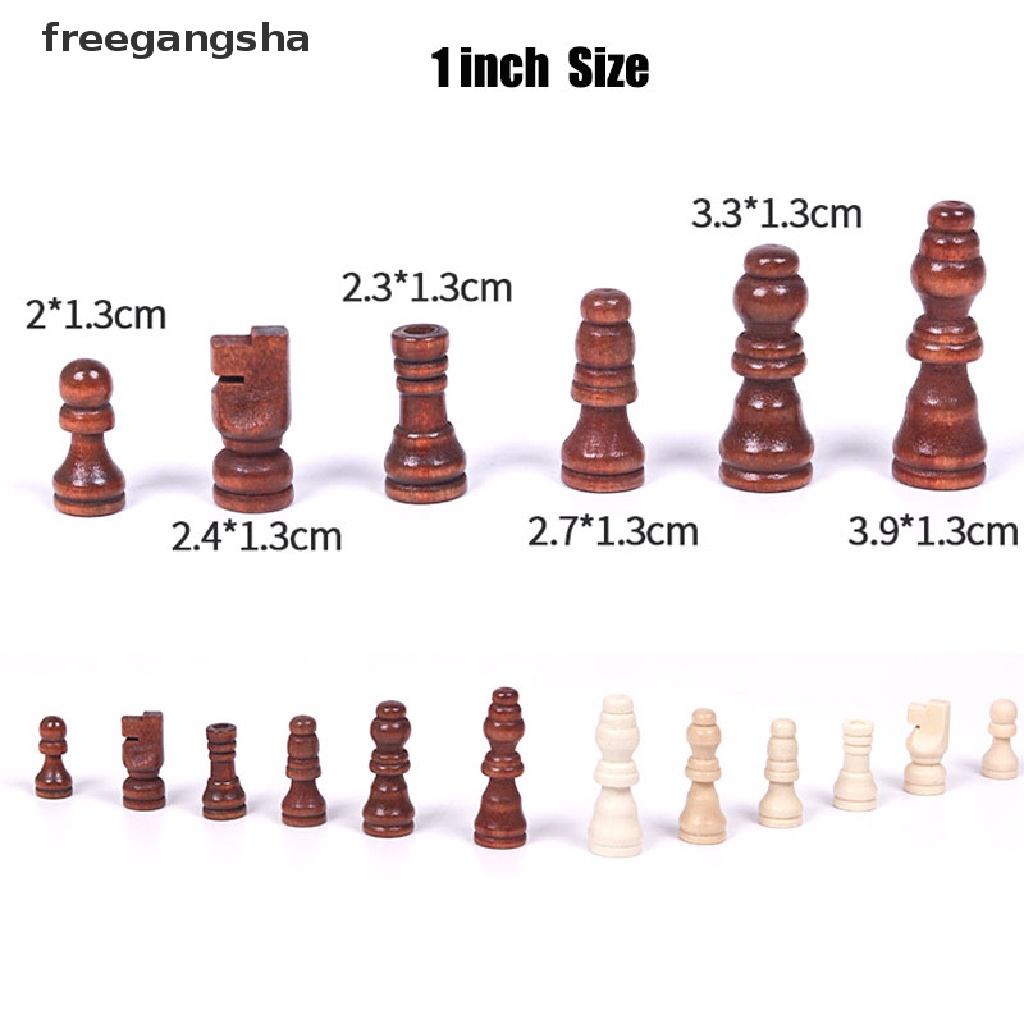 [FREG] 32pcs Wooden Chess Pieces Complete Chessmen International Word Chess Set Chess FDH