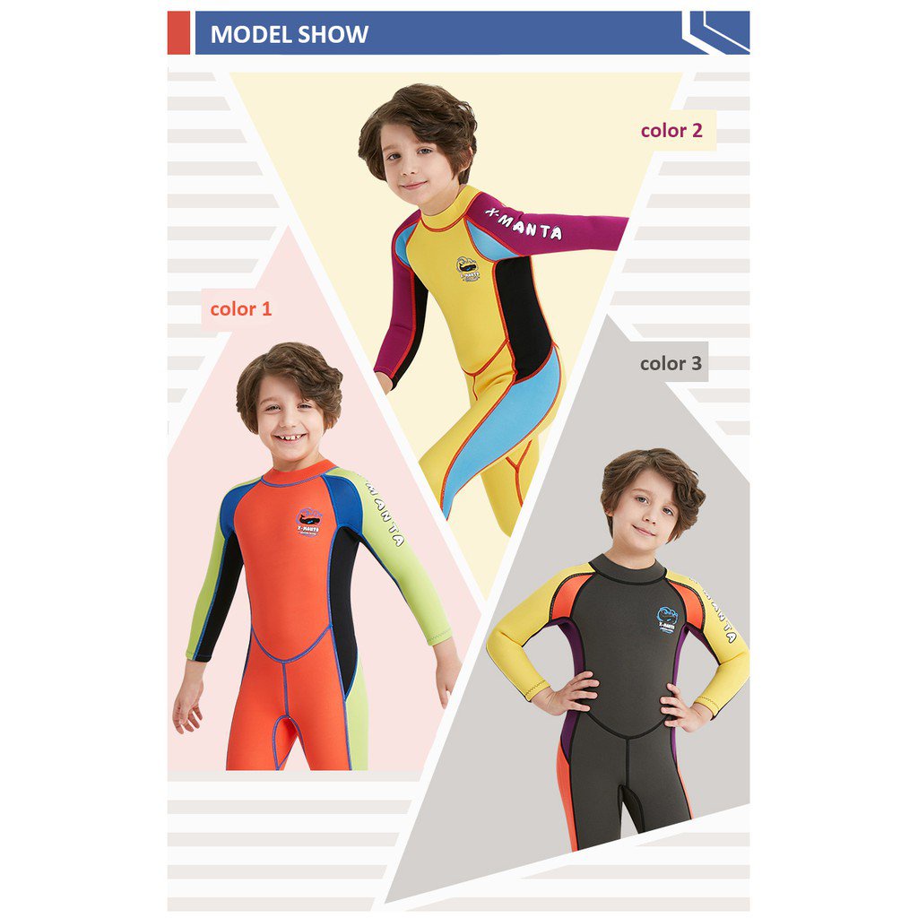 Kids 2.5mm Neoprene Wetsuit 2-Piece Set - Long Sleeve Top & Pants For Swimming, Diving, Surfing