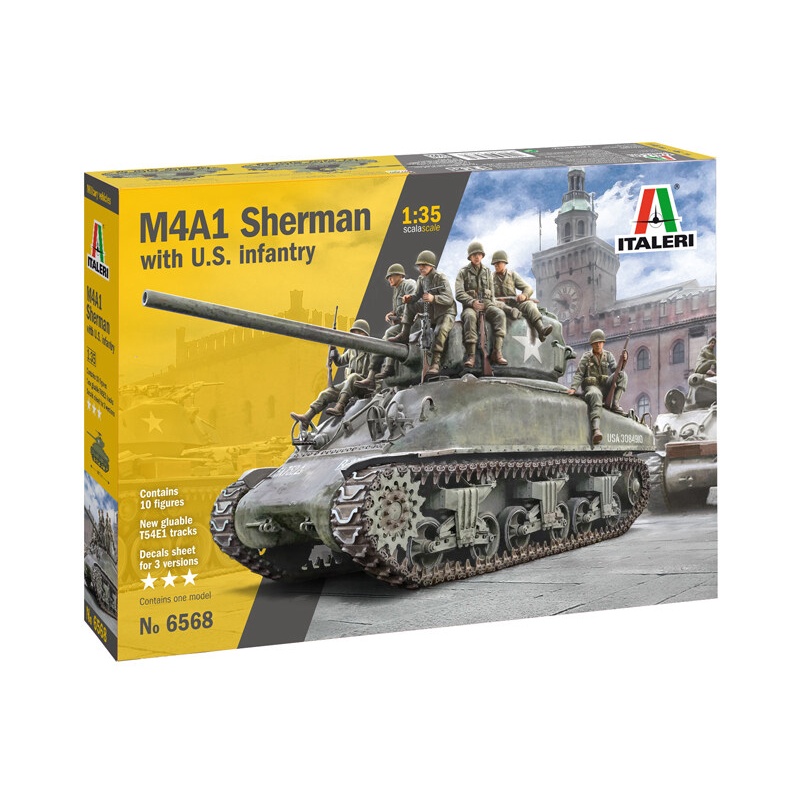 1/35 M4A1 Sherman w/ Infantry plastic model kit, Italeri #6568