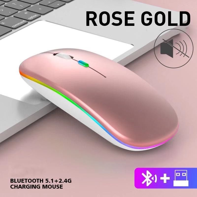 เมาส์ไร้สาย wireless mouse 2.4GHz + Bluetooth มีไฟ RBG เปลี่ยนสีได้ เม้าส์ไร้สาย เมาส์บลูทูธ