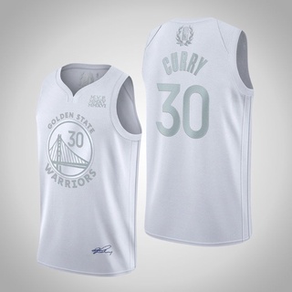 เสื้อกีฬาแขนสั้น ปักลายโลโก้ Golden State Warriors No.30 Curry Jersey พร้อมโลโก้ MVP