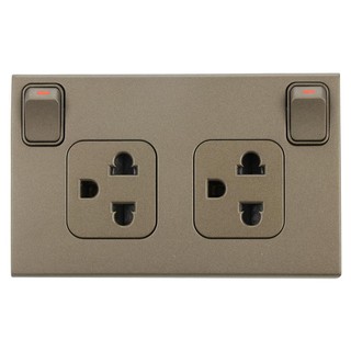 เต้ารับคู่ 3 ขา มีกราวด์ HACO TJ-W816UV2S-ST DOUBLE SOCKETS 3P TJ-W816UV2S-ST HACO