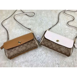 MUST HAVE!! กระเป๋าสะพายข้างแบรนด์ดัง COACH REVERSIBLE CROSSBODY IN SIGNATURE COATED CANVAS (COACH F59534 ) แท้ 💯%