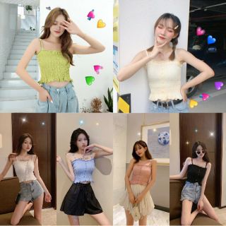 💛พร้อมส่ง สายเดี่ยวไหมพรม ยืดได้ตามตัว