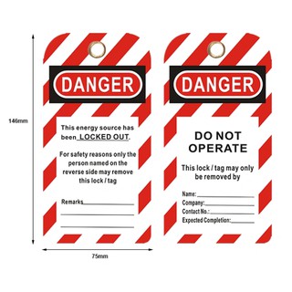 ป้ายแท็กนิรภัย MARRLOG Lockout Label Sign Safety Tagout 75 x 146 x 0.5 mm (BD-P01) 10 ชิ้น