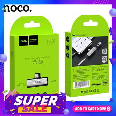 ของแท้ 100% หัวแปลง Hoco รุ่น LS26 Digital Audio Converter For Type-C  หัวแปลงสาย รองรับไมค์สนทนา