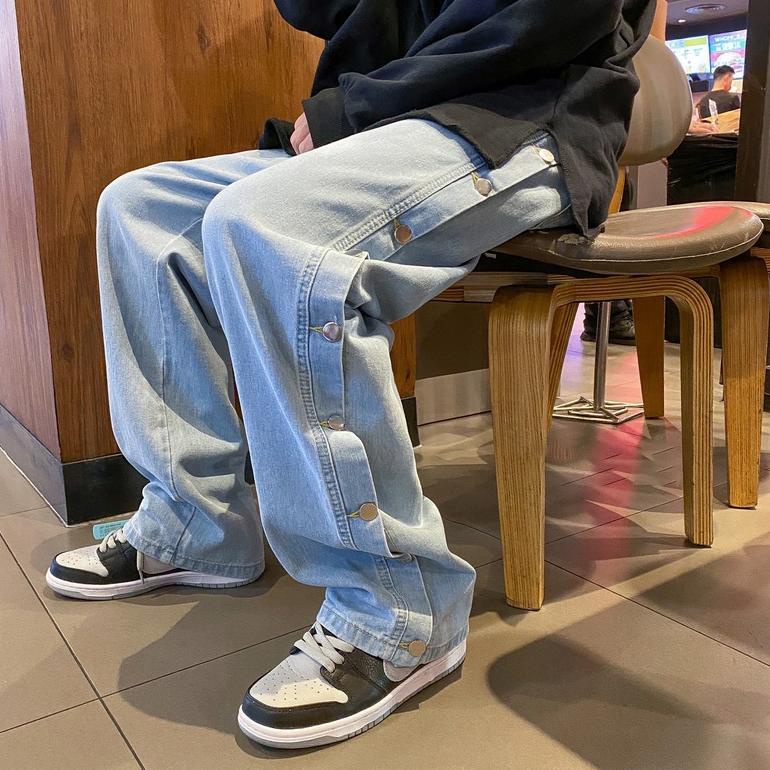 (Code 8511) Highwaist Culottes กางเกงยีน ทรงหลวม สีฟ้า สําหรับผู้หญิง ...