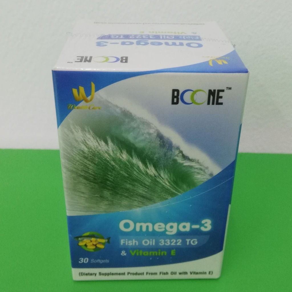 Boone Omega-3 fish oil &amp; vitamin E 30 softgel บูนี่ ฟิชออยล์