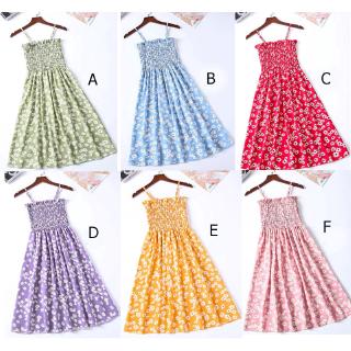 Summer Women Print Floral Vintage Elastic Spaghetti Strap Sleeveless Dress Boho Beach mini Sundress