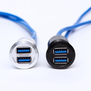25mm USB connector socket metal panel mounted double USB connector/USB socket  with extend cable(60cm,150cm,200cm)