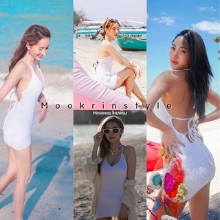 🌈Mookrinstyle DEW🌈มินิเดรสไหมพรม ผูกคอผูกหลัง โชว์หลัง sexy มากๆค่ะ งานยืดฟรีไซส์ เดรสไปทะเล ชุดไปทะเล เดรสไปเที่ยว