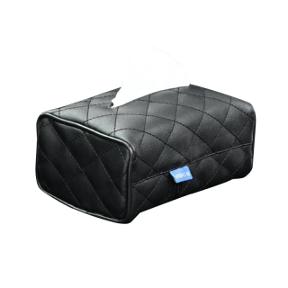 [สินค้าใหม่] กล่องใส่ทิชชู่ในรถยนต์ แบบหนังเทียมสีดำ Napkin Box Car Hanging Sun Visor Armrest Box Paper Towel