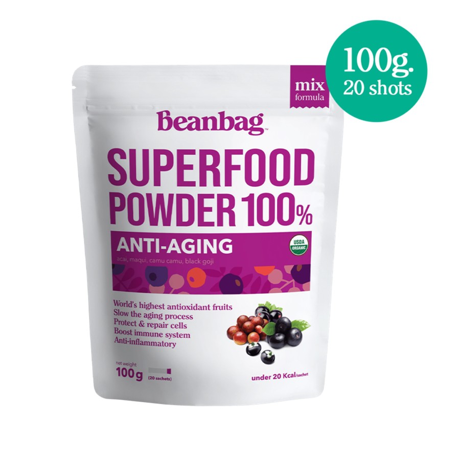 Beanbag Anti-Aging Super food powder 100g.เครื่องดื่มเพื่อสุขภาพ (20sachets) Superfood powder 100% Organic