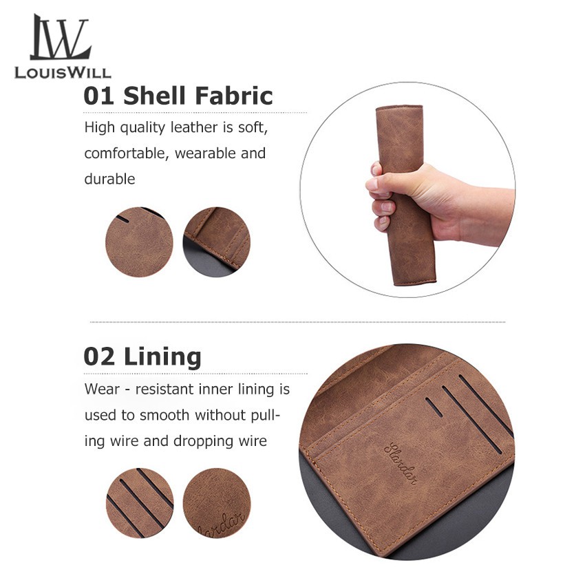 LouisWill Men Long Wallet PU Leather Slim Wallet Long Clutch Leather Wallet Long Business Male Wallet Coin Purse Men Purse Pouch with Card Holder for Men