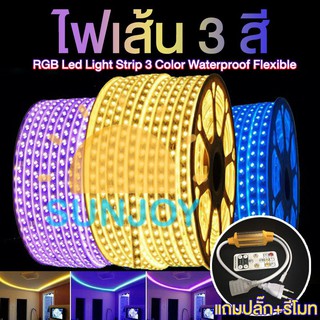 ไฟเส้นสำหรับประดับตกแต่ง 3 สี ม่วง/น้ำเงิน/วอร์ม ไฟเปลี่ยนสี Led Three-color 220V RGB Flexible Waterproof