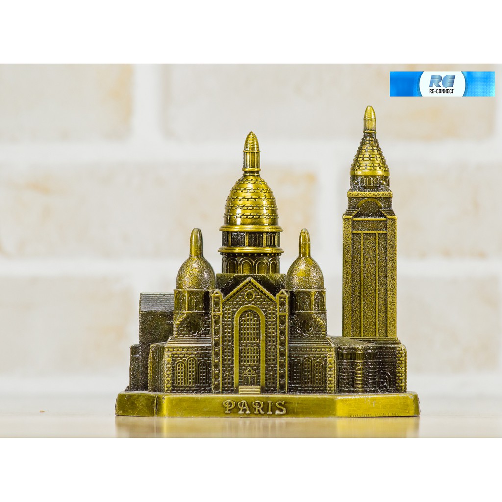 โมเดลโบสถ์คริสต์ สูง12ซม.ของตกแต่งบ้าน ของที่ระลึก โบสถ์จำลอง โลหะ สีทองเหลือง 3D Model Souvenir Arc