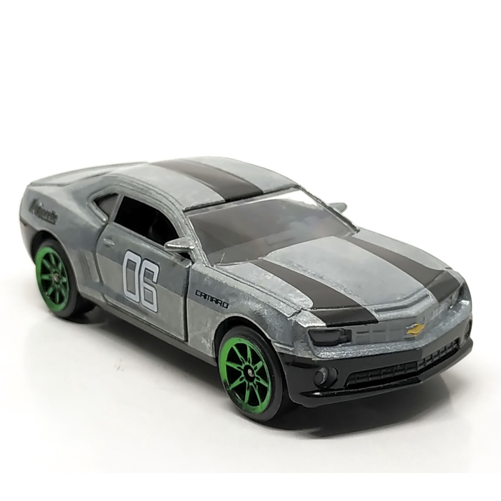 Majorette Chevrolet Camaro Zamac - Silver Color - Black Strip hood /Wheels 8SG /scale 1/62 (3 inches