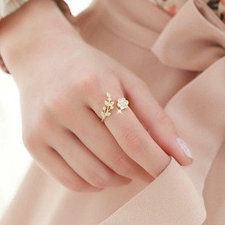 ราคา แหวนเพชร พรอย ทอง เครื่องประดับ ปรับขนาดได้ รุ่น Flowers Ring