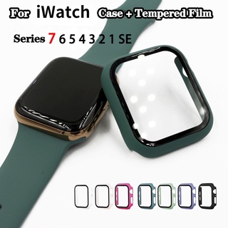 เคส + ฟิล์มกระจกนิรภัย เคสหน้าปัดนาฬิกา เคส สำหรับ iWatch 7 SE 6 5 4 3 2 1 38มม 40มม 42มม 44 มม 41มม 45มม