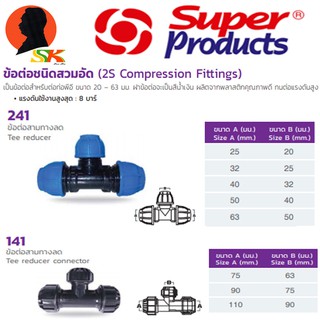 สาททางลด PE HDPE ล็อก มีขนาด 63mm-110mm ยี่ห้อ SUPER PRODUCTS