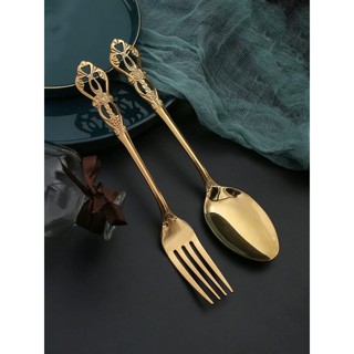 ชุดช้อน ส้อม ลาย Hollow Royal สีทอง  Golden Hollow Royal Cutlery Set