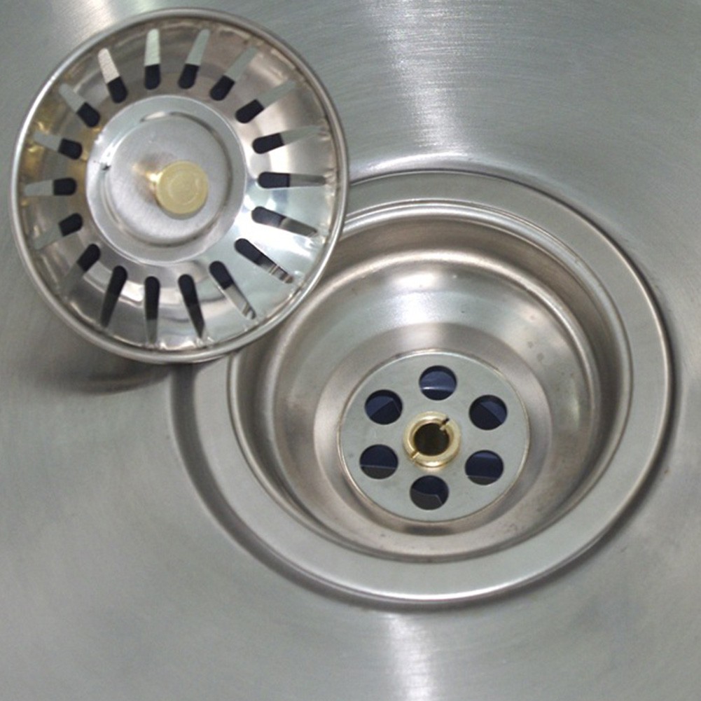 Stainless Steel Kitchen Sink Strainer Waste Plug Food Filter Rubber ...
