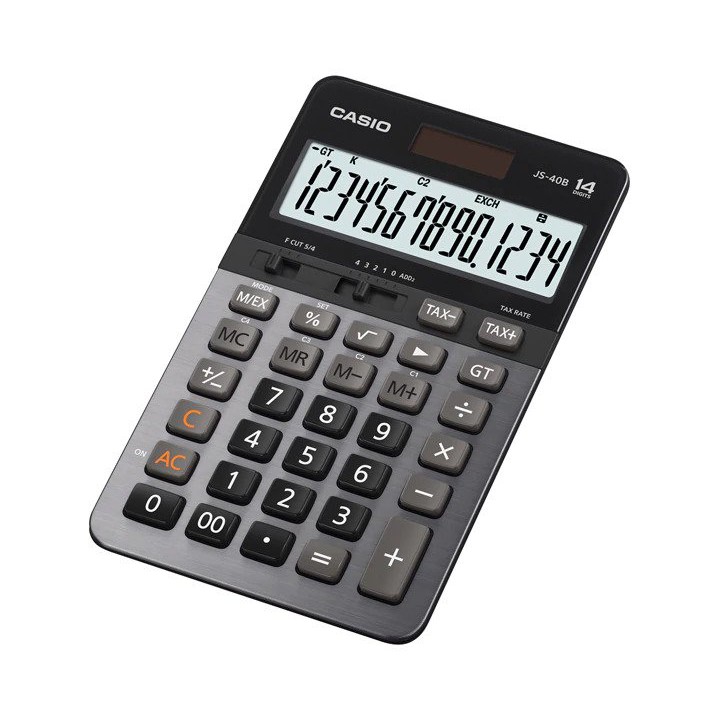 Casio Calculator เครื่องคิดเลข คาสิโอ รุ่น JS-40B แบบทนทาน สีปุ่มตัวเลขไม่เลือน 14 หลัก สีดำ
