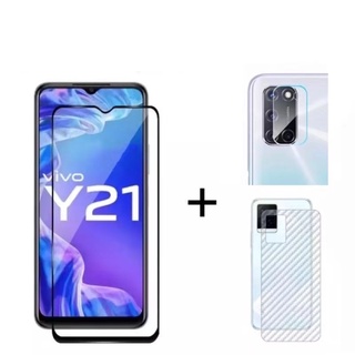 ส่งจากไทย ชุด3in1 Vivo V23E/V23 5G/Y21/Y33S 2021/Y12A ฟิล์มเลนส์กล้อง + ฟิล์มกระจกเต็มจอ+ ฟิล์มหลัง ฟิล์มกันกระแทกขอบดำ