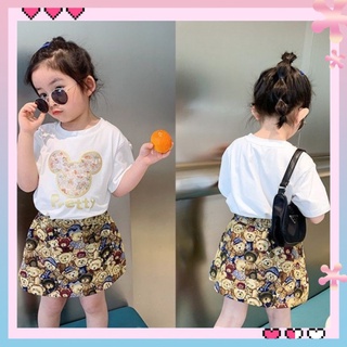 Girls T-shirt set 2022 new short-sleeved childrens cute foreign skirt Princess little girl summer two-piece set